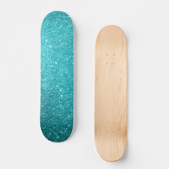Teal Glitter Skateboard (Framsida)