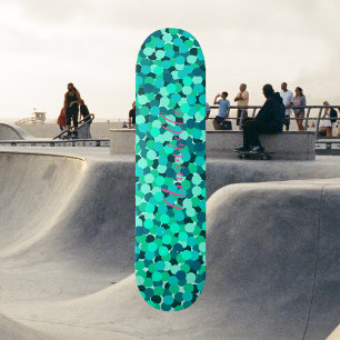 Teal Glitter Toppen Star Cute Mini Skateboard Bräda 18,5 Cm