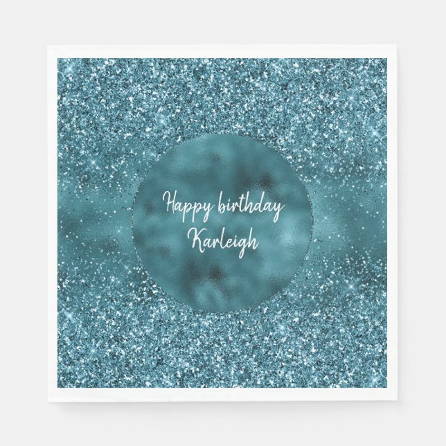 Teal Glitz Glitter Glam Pappersservett (Framsidan)