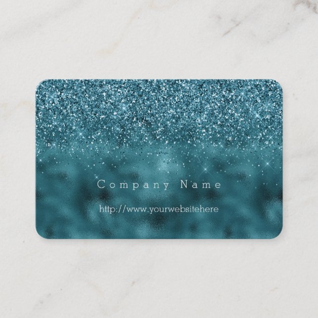 Teal Glitz Glitter Glam Visitkort (Framsida)