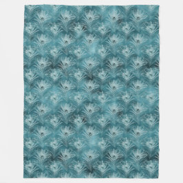 Teal Glitzy Glam Peacock Fjädrar Fleecefilt