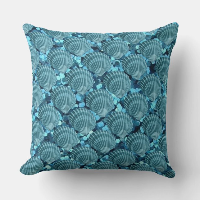 Teal Gnistra Seashell Dekorativ kudde (Framsida)
