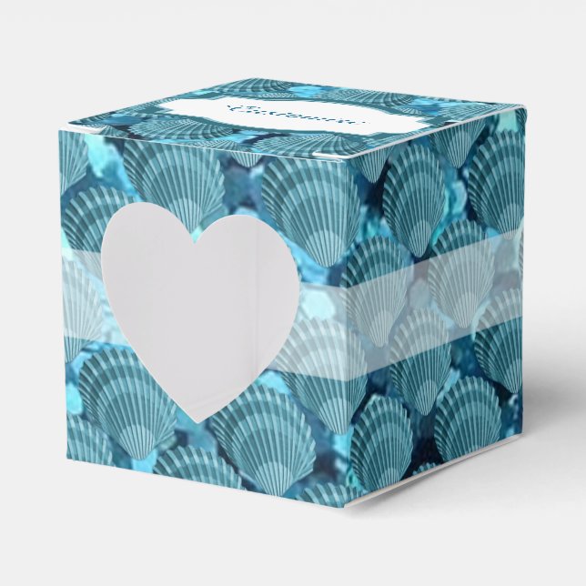 Teal Gnistra Seashell Heart-favoritruta Presentaskar (Framsidan Sidan)