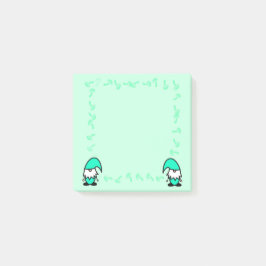 Teal Gnomes with Mushrooms Post-it Block