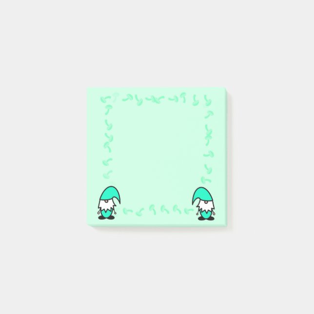 Teal Gnomes with Mushrooms Post-it Block (Framsida)