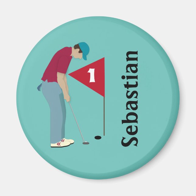Teal Golfer Pining Magnet (Framsidan)