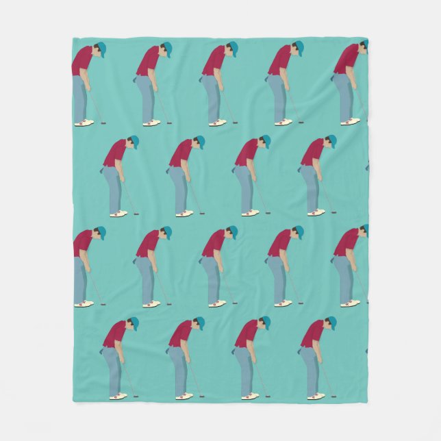 Teal Golfing Design Fleece Blanket (Framsidan)