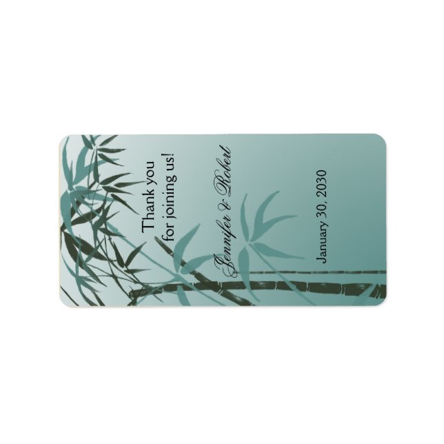 Teal Gradient Natural Bamboo Bröllop Lip Balm Labe Adressetikett (Framsidan)