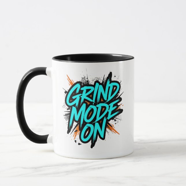 Teal Graffiti Style "Grind Mode On" Mugg (Vänster)