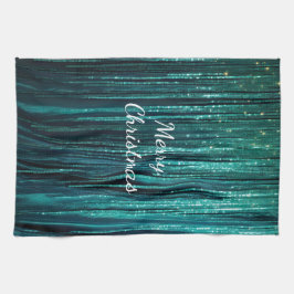 Teal Gräs Grönt Tinsel jul Kökshandduk