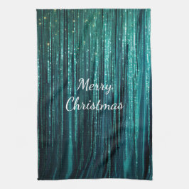 Teal Gräs Grönt Tinsel jul Kökshandduk