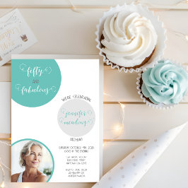 Teal Grått 50 och Fabulous Birthday Inbjudningar