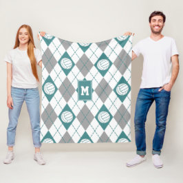 teal grått argyle mönster volleyballonger med mono fleecefilt