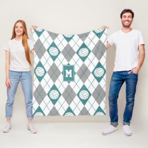 teal grått argyle mönster volleyballonger med mono fleecefilt