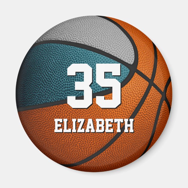 teal grått basketbollsport färg magnet (Framsidan)