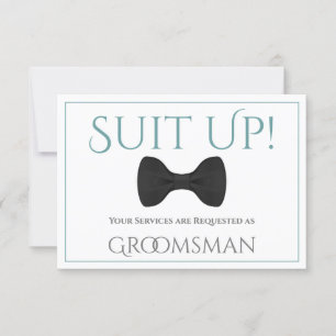 Teal & Grått be min Groomsman Roligt Bow Tie Kort