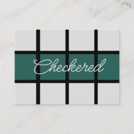 Teal Grått Black Checkered Mönster Visitkort