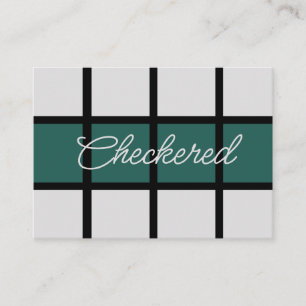 Teal Grått Black Checkered Mönster Visitkort
