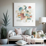 Teal Grått Blue Beige Rust Red Abstrakt Art Mönste Canvastryck<br><div class="desc">Ett steg in i en värld där enkelheten möter sofistikering med den här vintagen inspirerade den minimalistiska Bauhaus stil-konsten. Konstruktionen förkroppsligar Bauhaus-principen om formgivning efter funktion, med en ren och geometrisk estetik som är både tidlös och modern. Tejsarkonsten är en firande av minimalistisk skönhet, med fokus på en balanserad sammansättning...</div>