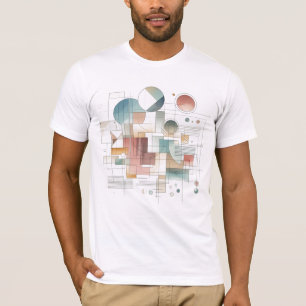 Teal Grått Blue Beige Rust Red Abstrakt Art Mönste T Shirt
