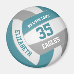 Teal grått-färg-laget namn volleyball magnet