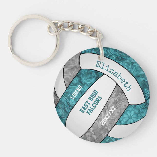 Teal grått-flickors eget namn sport volleyball (Framsidan)