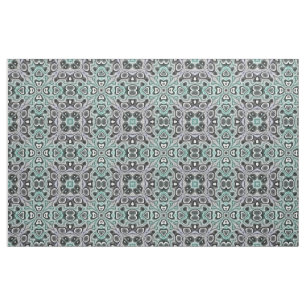 Teal Grått Lila Retro Chic Nouveau Mosaic Mönster Tyg