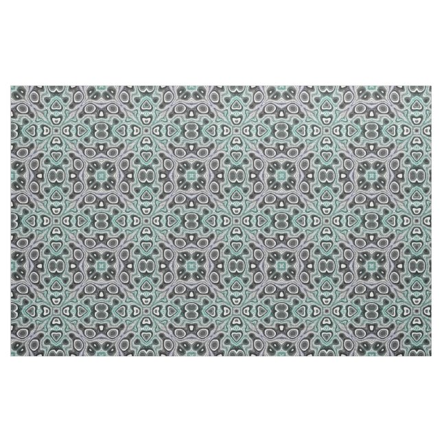 Teal Grått Lila Retro Chic Nouveau Mosaic Mönster Tyg (Fat Quarter)