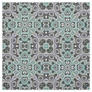 Teal Grått Lila Retro Chic Nouveau Mosaic Mönster Tyg