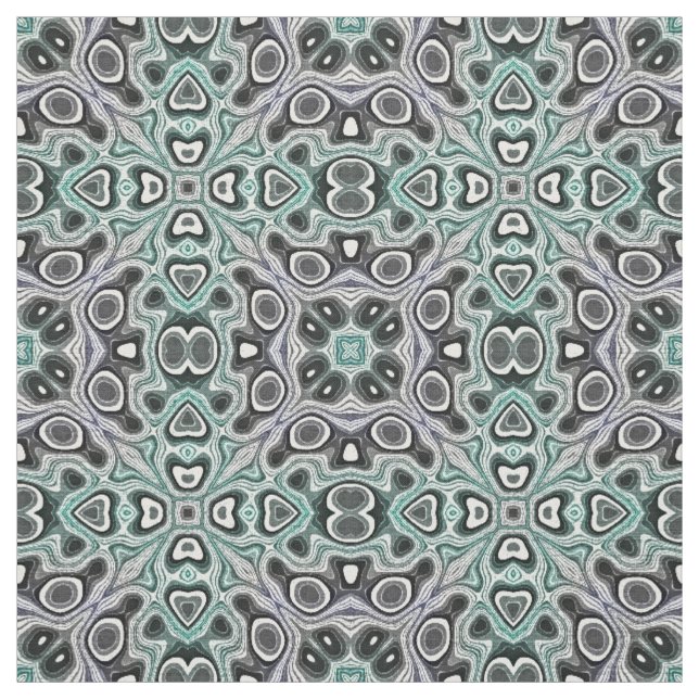 Teal Grått Lila Retro Chic Nouveau Mosaic Mönster Tyg (Provkarta)