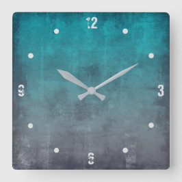 Teal Grått Modern Rustic omber-Abstrakt Fyrkantig Klocka