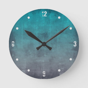 Teal Grått Modern Rustic omber-Abstrakt Rund Klocka