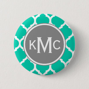 Teal Grått Moroccan Lattice Knapp