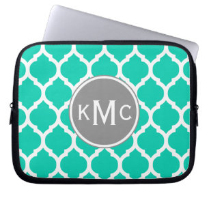 Teal Grått Moroccan Lattice Laptop Fodral