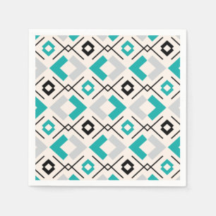 Teal grått och beige geometric mönster pappersservett