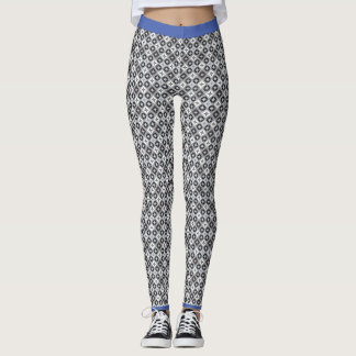 Teal, Grått och vit Mönster Leggings