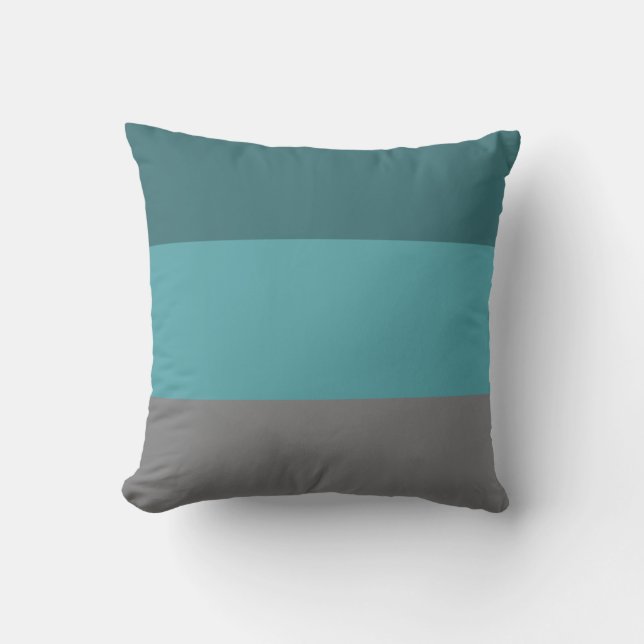 Teal, Grått Rand Kudde (Framsida)