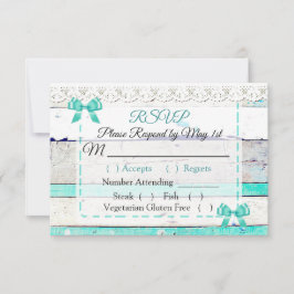 Teal Grått Rustic Wood Bröllop OSA-kort OSA Kort