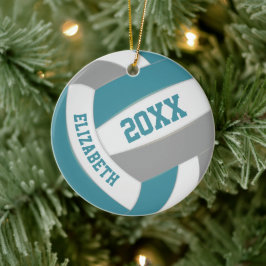 teal grått Team färg keepsakvolleyball Julgransprydnad Keramik