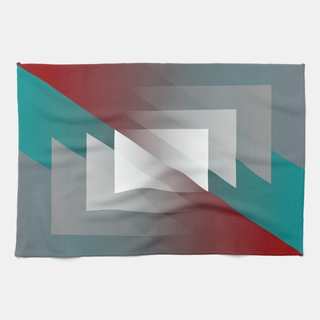 Teal grått trianglar på burgundi kökshandduk (Horisontell)