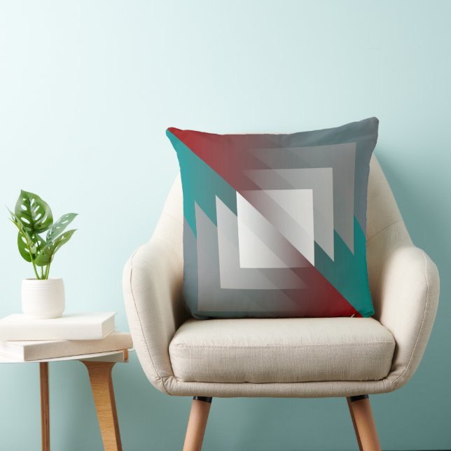Teal grått trianglar på burgundi kudde (Stol)