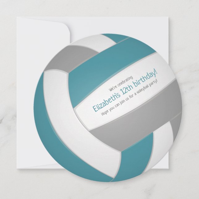 Teal grått-ungar tonåring volleyball firande meddelande (Framsida)