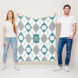 teal grått white basketball Team färg argyle Fleecefilt