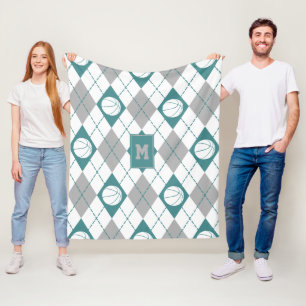 teal grått white basketball Team färg argyle Fleecefilt