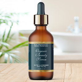 Teal Green and Gold Cosmetics Dropper Bottle Label Fraktsedel