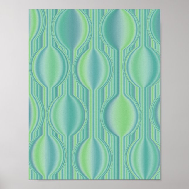 Teal Green Art Deco Geometric Wall Poster (Framsidan)