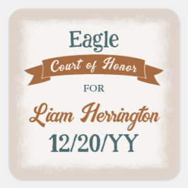 Teal Green, Copper Brown Party Favor Sticker Fyrkantigt Klistermärke