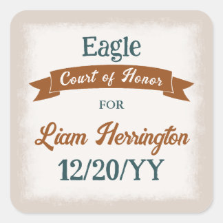 Teal Green, Copper Brown Party Favor Sticker Fyrkantigt Klistermärke