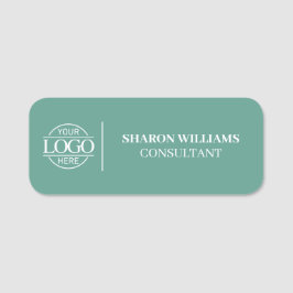 Teal Green Custom Business Logo Employee Magnetic Namnbricka