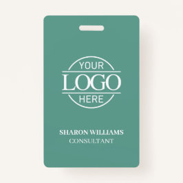 Teal Green Employee ID with Custom Business Logo